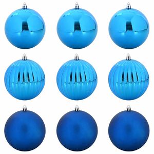 vidaXL Julkulor Set XL 9 st Bl&aring; &Oslash; 15 cm Plast