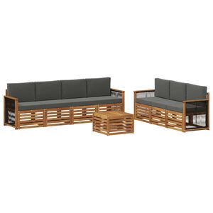 vidaXL Soffgrupper med kudde 8 pcs Massivt Akaciatr&auml;