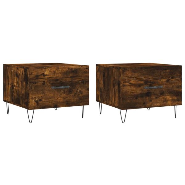 vidaXL Soffbord 2 st r&ouml;kf&auml;rgad ek 50x50x40 cm konstruerat tr&auml;