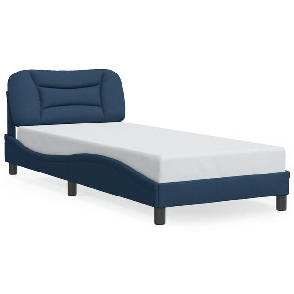 vidaXL Bed Frame with LED without Mattress "Hvar" Blue 90x200 cm Fabric