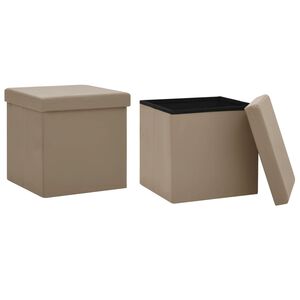 vidaXL Hopf&auml;llbara f&ouml;rvaringspallar 2 st cappuccino PVC