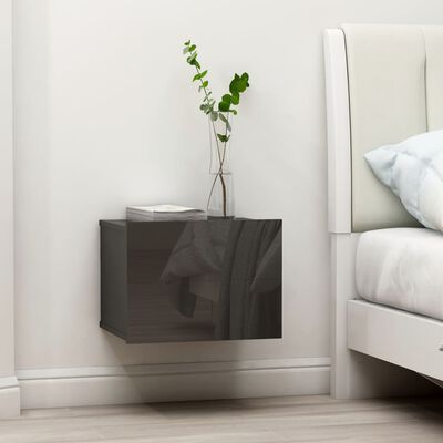 vidaXL Sängbord grå högglans 40x30x30 cm spånskiva