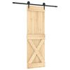 vidaXL Skjutd&ouml;rr Naturlig och svart 70 x 210 cm Massiv furutr&auml;d&ouml;rr
