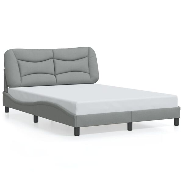 vidaXL Bed Frame without Mattress "Hvar" Light Grey 140x190 cm Fabric