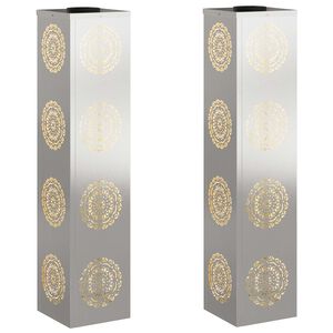 vidaXL Solar LED Stig Ljus 2 st Varmvit 18 x 18 x 80 cm Rostfritt st&aring;l