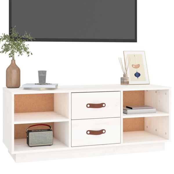 vidaXL Tv-b&auml;nk vit 100x34x40 cm massiv furu