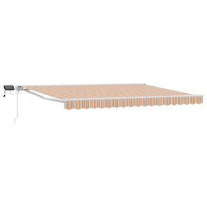 vidaXL Manuell markisram med LED-lampor Orange och Gr&aring; 4 &times; 3,5 m