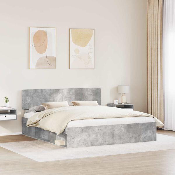 vidaXL S&auml;ngram med huvudgavel Betong 180 x 200 cm Massiv furu