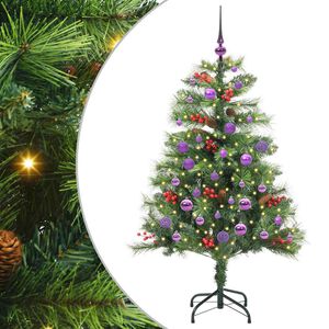 vidaXL Konstgjord julgran med LED -remsljus Gr&ouml;n 150 cm PVC och metall