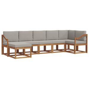 vidaXL Utomhussoffset med kudde 7 pcs Naturlig och Ljus Gr&aring;