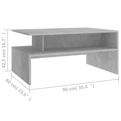 vidaXL Soffbord betonggrå 90x60x42,5 cm konstruerat trä