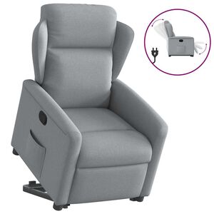 vidaXL Reclinerf&aring;t&ouml;lj med uppresningshj&auml;lp ljusgr&aring; tyg