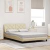 vidaXL Bed Frame with LED without Mattress Cream 140x200 cm Fabric