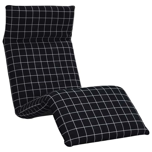 vidaXL Hopf&auml;llbar solstol svart rutigt m&ouml;nster 175x54x8,5 cm oxfordtyg