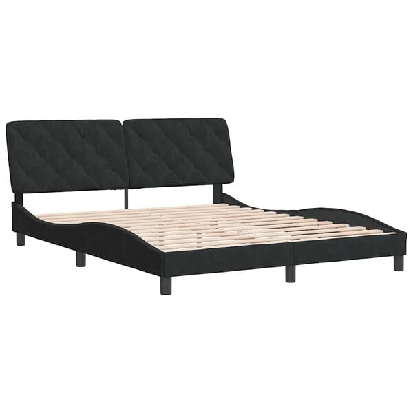 vidaXL Bed Frame without Mattress Black 160x200 cm Velvet