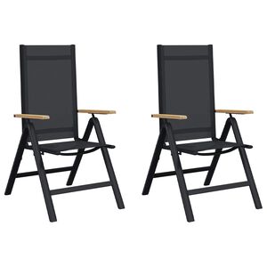 vidaXL F&auml;llbara tr&auml;dg&aring;rdsstolar 2 pcs Svart 58 x 73 x 111,5 cm