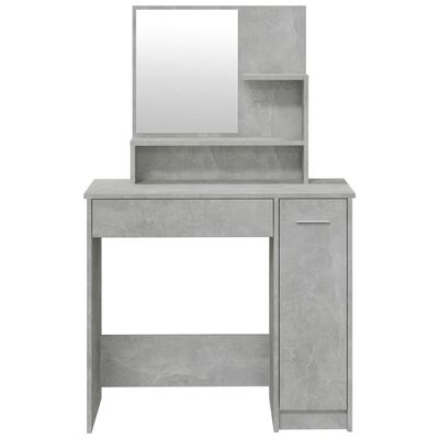 vidaXL Sminkbord med spegel betonggrå 86,5x35x136 cm