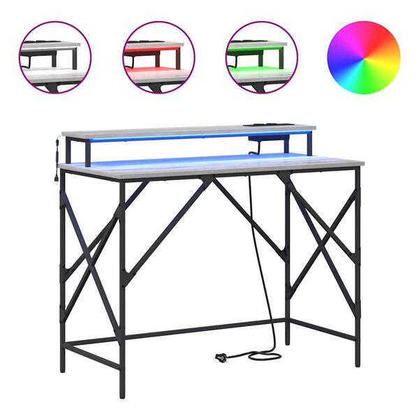 vidaXL Skrivbord Gr&aring; Sonoma 100 x 50 x 86,5 cm Konstruerat tr&auml;
