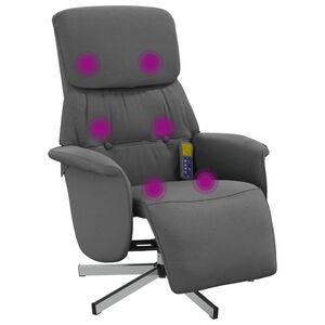 vidaXL Massagef&aring;t&ouml;lj med fotst&ouml;d m&ouml;rkgr&aring; tyg