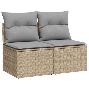 vidaXL Tr&auml;dg&aring;rdssoffset med dynor 2 delar beige konstrotting akaciatr&auml;