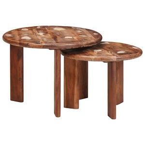 vidaXL Nesting Kaffe Bord 2 pcs Flerf&auml;rgsdesign Massivt &aring;tervunnet tr&auml;