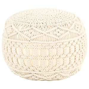 vidaXL Handgjord sittpuff makram&eacute; 45x30 cm bomull