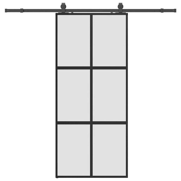 vidaXL Skjutd&ouml;rr med beslagssats svart 90x205 cm h&auml;rdat glas