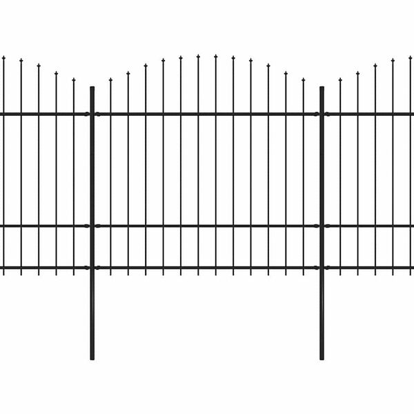 vidaXL Tr&auml;dg&aring;rdsstaket med spjuttopp st&aring;l 1070x175 cm svart