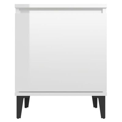 vidaXL Sängbord med metallben vit högglans 40x30x50 cm