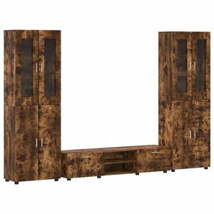 vidaXL TV-b&auml;nkset med l&aring;da med hylla FLORIN R&ouml;kt ek Konstruerat tr&auml;