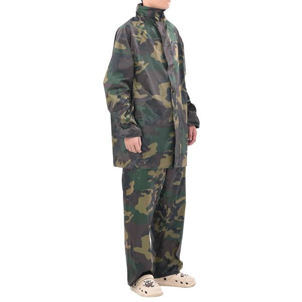 Regnställ med Huva Herrar Tvådelat Camouflage XXL