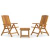 vidaXL Loungegrupp 3 delar massiv teak
