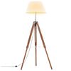 vidaXL Golvlampa honungsbrun och vit massivt teaktr&auml; 141 cm