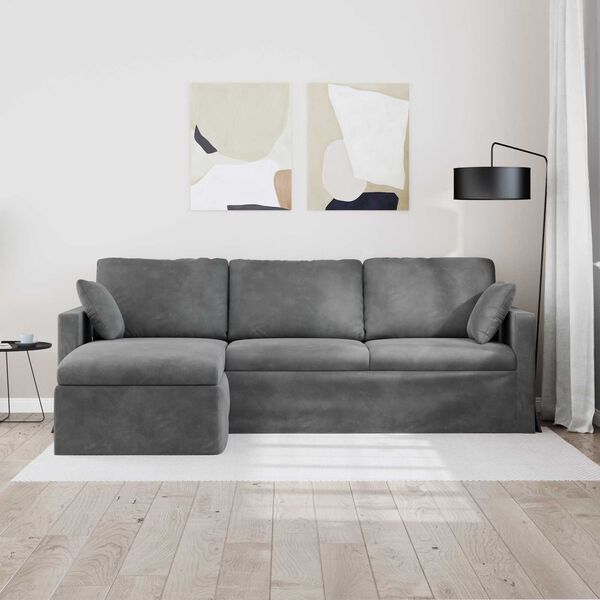 vidaXL Soffa M&ouml;rkgr&aring; 198 x 134 x 80 cm Sammet