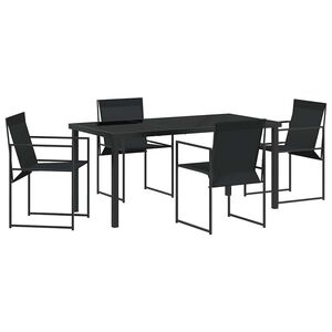 vidaXL Tr&auml;dg&aring;rdsm&ouml;belset 5 pcs Svart Textilene och St&aring;l