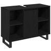 vidaXL Badrumsm&ouml;belset med lagring 3 pcs Svart Konstruerat tr&auml;
