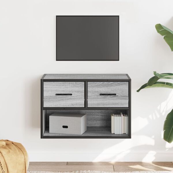 vidaXL Tv-b&auml;nk gr&aring; sonoma 60x31x39,5 cm konstruerat tr&auml; och metall