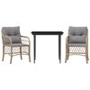 vidaXL Bistrogrupp med dynor 3 delar mixbeige konstrotting