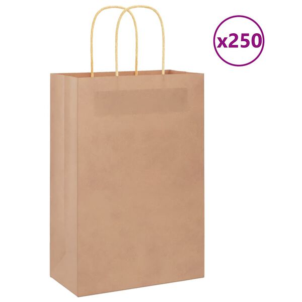 vidaXL Pappersp&aring;sar 250 st med handtag brun 21x11x31 cm