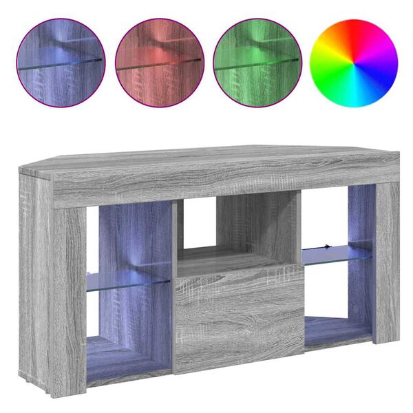 vidaXL Hörn LED TV-skåp Grå Sonoma 106 x 40 x 50 cm Konstruerat trä