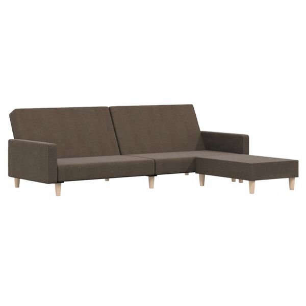 vidaXL B&auml;ddsoffa 2-sits med fotpall taupe tyg