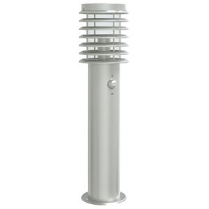 vidaXL Utomhusgolvlampa med sensor silver 60 cm rostfritt st&aring;l