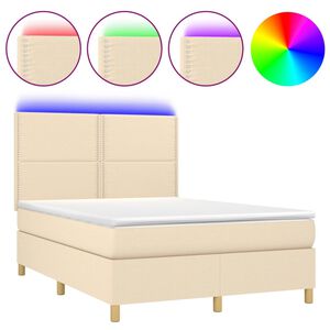 vidaXL Rams&auml;ng med madrass & LED gr&auml;ddvit 140x190 cm tyg