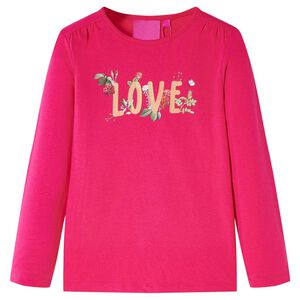 T-shirt med l&aring;nga &auml;rmar f&ouml;r barn stark rosa 116