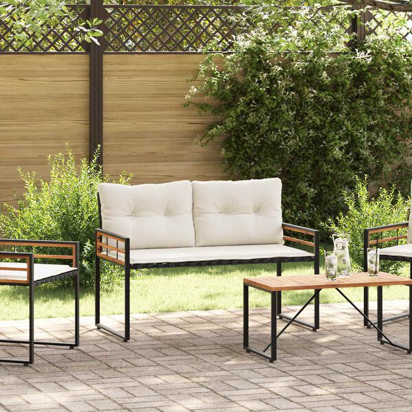 vidaXL Trälagerssoffa med kudde Enfärgad Kräm 114 x 55 x 77 cm