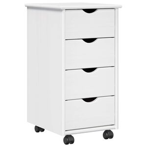 vidaXL Rullande sk&aring;p med hjul Vit 34 x 39 x 65,5 cm Massiv furu
