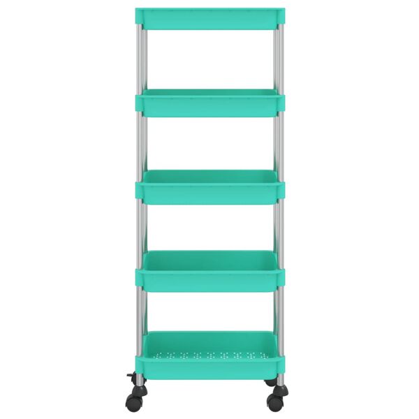 vidaXL Rullvagn 5 våningar turkos 42x29x128 cm järn och ABS