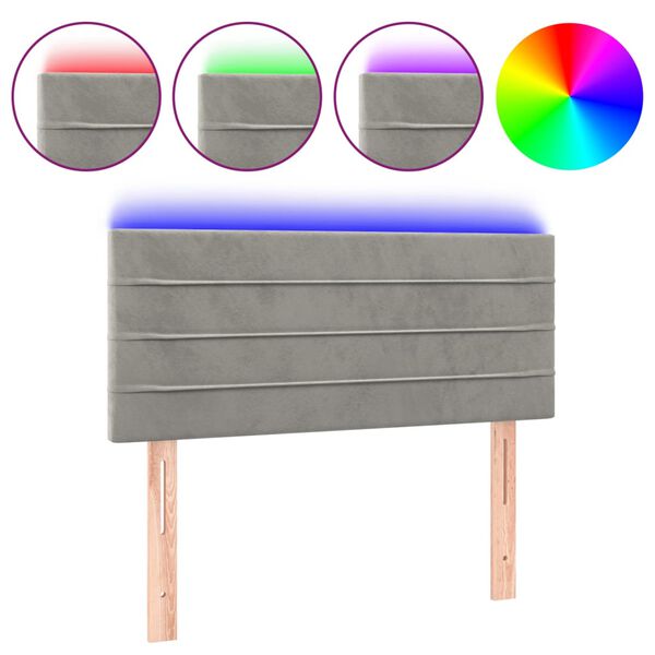 vidaXL S&auml;nggavel LED ljusgr&aring; 80x5x78/88 cm sammet