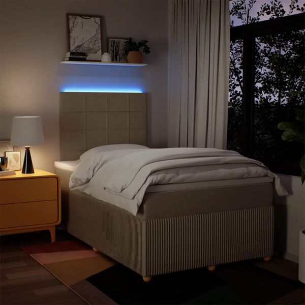 vidaXL Rams&auml;ng med madrass gr&auml;ddvit 120x200 cm tyg