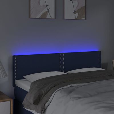 vidaXL Sänggavel LED blå 144x5x78/88 cm tyg
